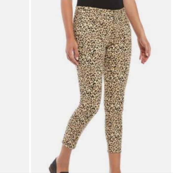 💥WONDERLY leopard skinny jeans mid rise ankle length sz 6 - Picture 5 of 6